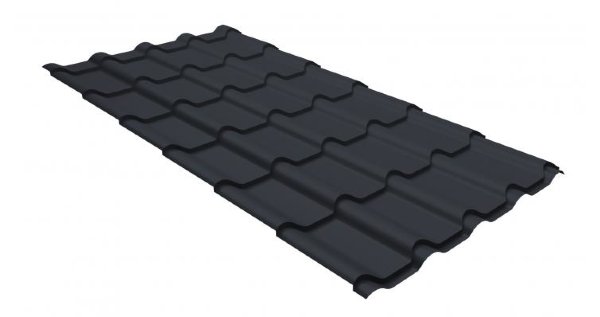 Металлочерепица камея GL 0,5 GreenCoat Pural RR 23 темно-серый (RAL 7024 мокрый асфальт) купить в Чите
