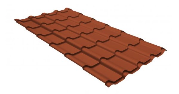 Металлочерепица камея GL 0,5 GreenCoat Pural RR 750 кирпично-красный (RAL 8004 терракота) купить в Чите