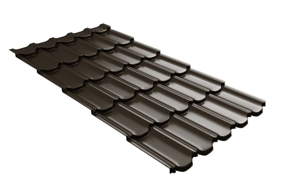 Металлочерепица квинта плюс с 3D резом 0,5 GreenСoat Pural Matt RR 32 темно-коричневый (RAL 8019 серо-коричневый) купить в Чите