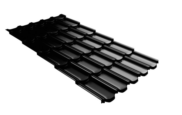 Металлочерепица квинта плюс с 3D резом 0,5 GreenСoat Pural Matt RR 33 черный (RAL 9005 черный) купить в Чите