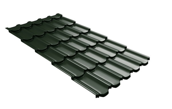 Металлочерепица квинта плюс с 3D резом 0,5 GreenСoat Pural RR 11 темно-зеленый (RAL 6020 хромовая зелень) купить в Чите