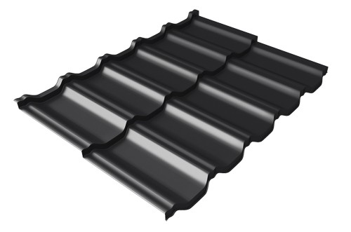 Металлочерепица модульная Квинта Uno Grand Line c 3D резом 0,5 Satin Мatt RAL 9005 черный купить в Чите