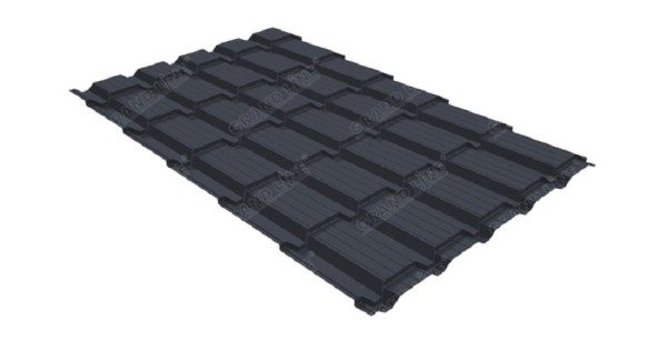 Металлочерепица GL квадро профи 0,5 Satin RAL 7024 мокрый асфальт купить в Чите