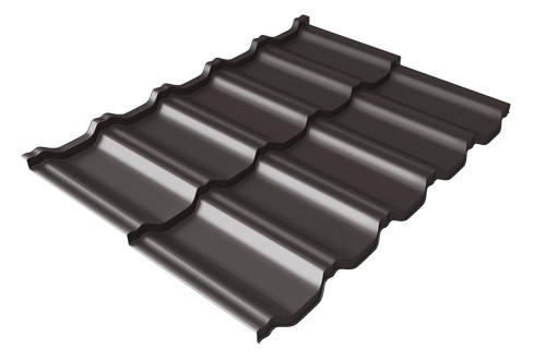 Металлочерепица модульная Квинта Uno Grand Line c 3D резом 0,5 Satin RR 32 темно-коричневый купить в Чите