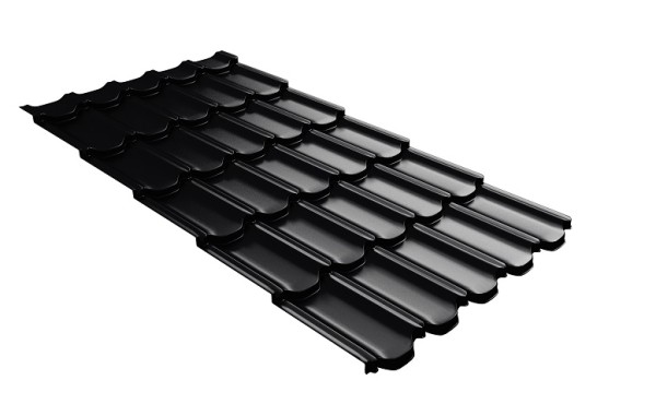 Металлочерепица квинта плюс с 3D резом 0,5 Satin Мatt RAL 9005 черный купить в Чите