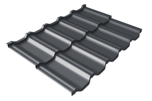 Металлочерепица модульная Квинта Uno Grand Line c 3D резом 0,5 Velur RAL 7024 мокрый асфальт купить в Чите