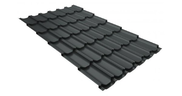 Металлочерепица квинта плюс 0,5 GreenCoat Pural RR 23 темно-серый (RAL 7024 мокрый асфальт) купить в Чите