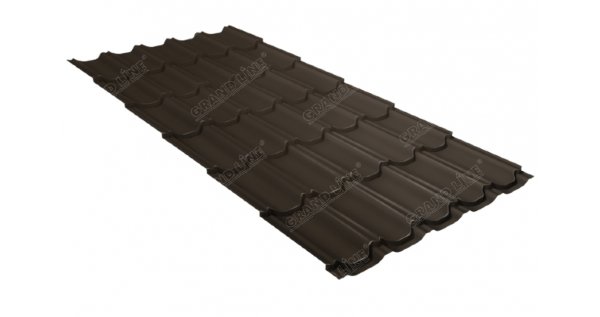 Металлочерепица квинта плюс 0,5 GreenCoat Pural Matt RR 32 темно-коричневый (RAL 8019 серо-коричневый) купить в Чите